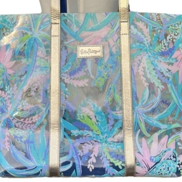 Lilly Pulitzer Pool Tote Beach Bag..Sweet Escape clear W/ Extra Valuables Pouch - Picture 3 of 10